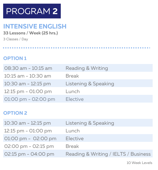 CLLC Intensive Timetable