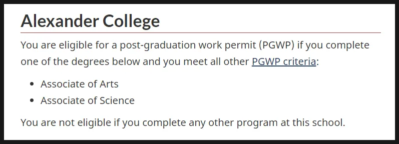 캐나다 Post Graduation Work Permit PGWP 2